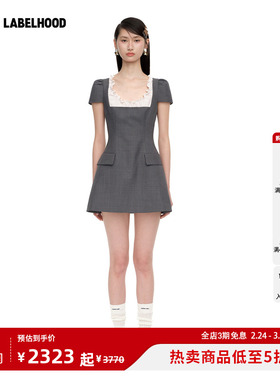 【SHUSHUTONG】蕾虎甜美千金木耳边短袖连衣裙百搭秋冬气质女裙子