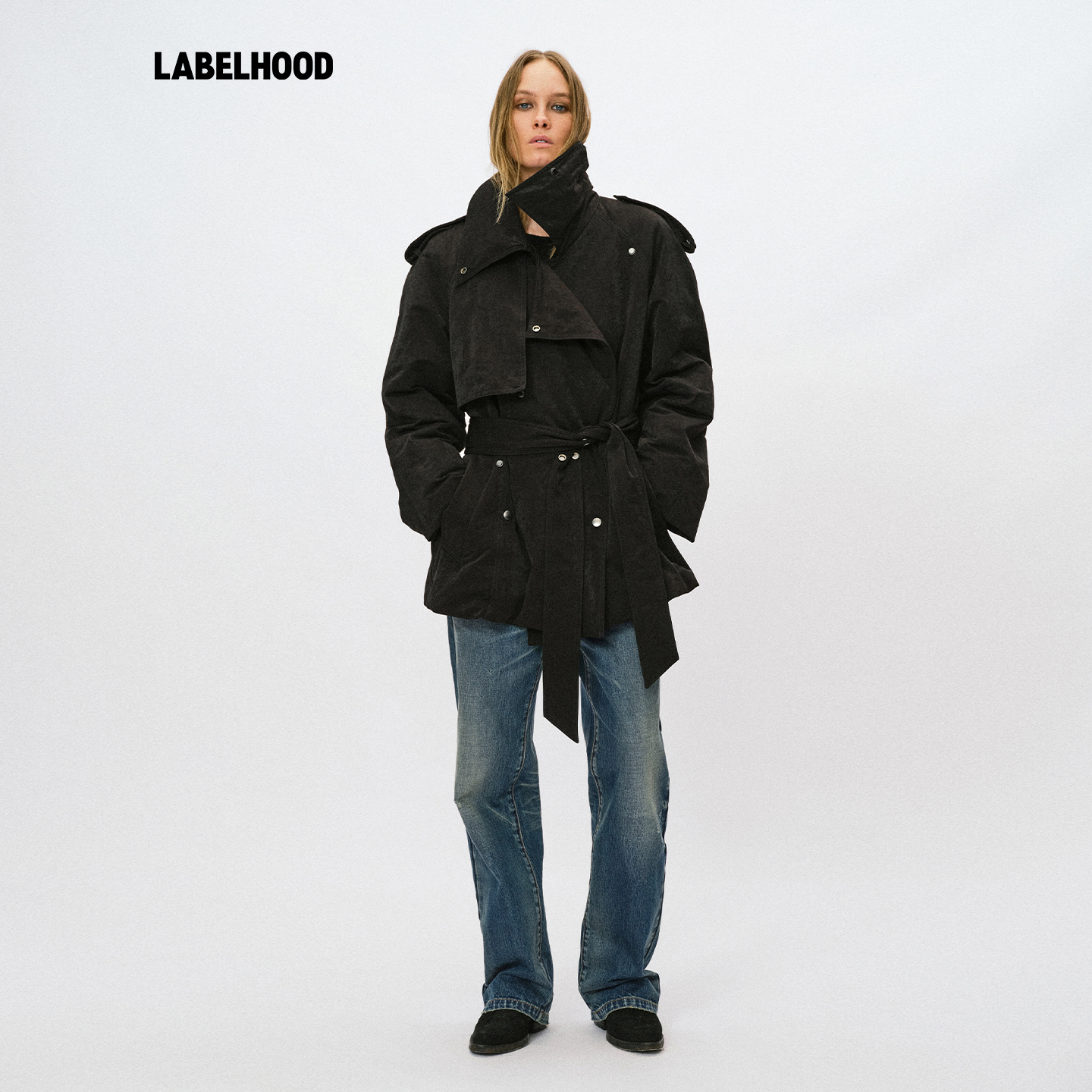 Liegee廓形风衣式薄羽绒