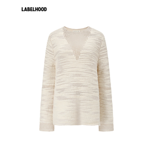 【SWAYING】蕾虎简约不规则镂空羊驼毛套衫2025秋冬新款女装上衣