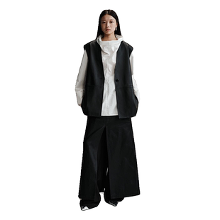【SALE】【HIDEMI×LABELHOOD】蕾虎联名简约无领廓形皮马甲外套