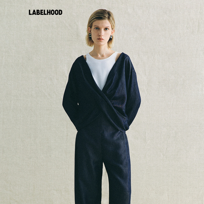 deepmoss蓝白假两件垂坠交叠