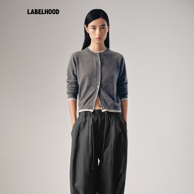 AAADxLABELHOOD羊绒圆领针织开衫