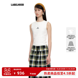 SHUSHUTONG 女装 蕾虎潮流简约花边无袖 新款 上衣 T恤2025秋季