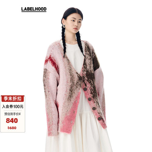 印花针织LABELHOOD中长款开衫