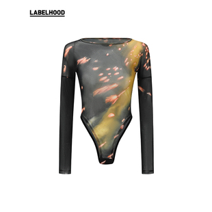 蕾虎潮流通勤气质简约高级抽象印花连体衣装 WAAG 上衣 OUDE