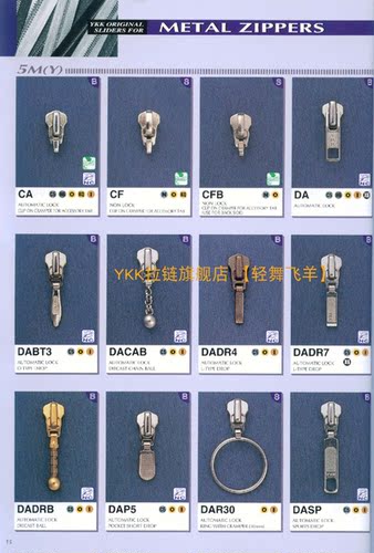 YKK拉链头分 电子版图册 【订购大货可以参考直接报拉头型号】