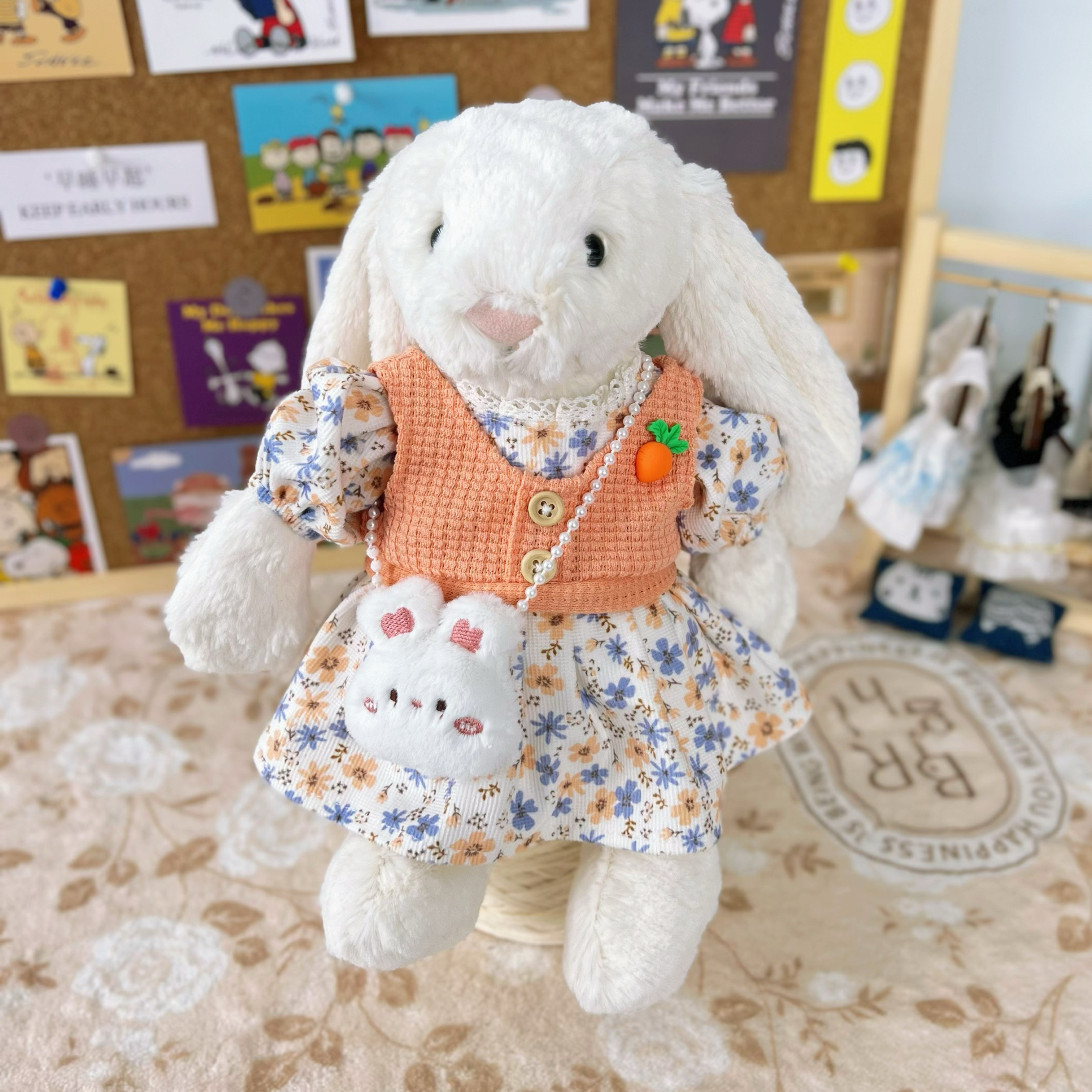 Jellycat31cm邦尼兔春天衣服新款连衣裙子斜挎包包替换娃衣着替-封面