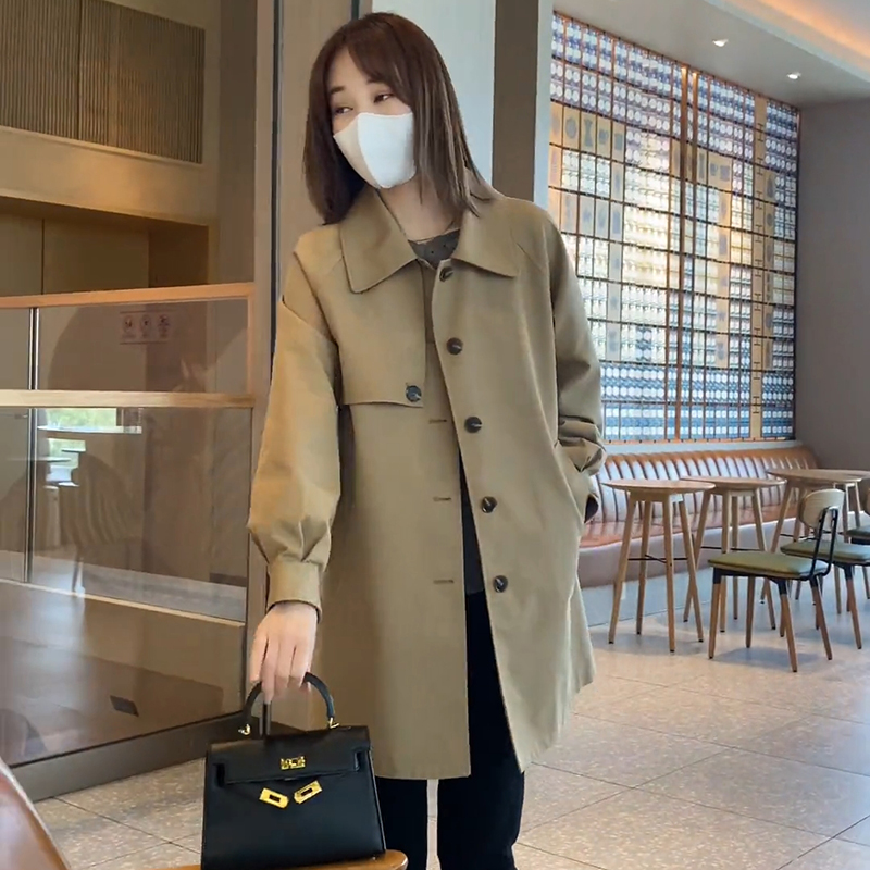休闲气质风衣外套女中长款2025新款春秋季韩版宽松显瘦小个子大衣