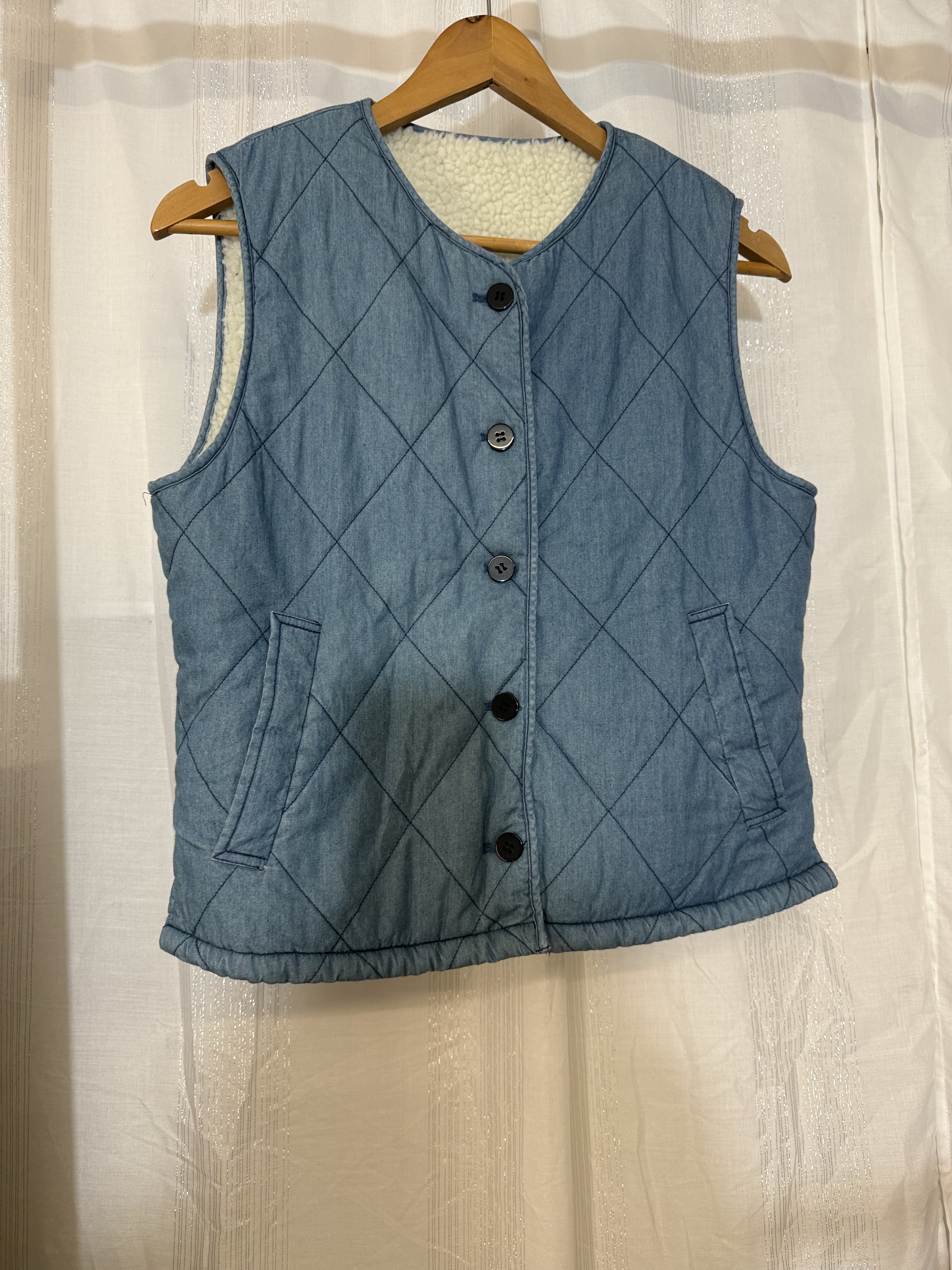 牛仔仿羔绒马甲背心 直接拍付收货退运