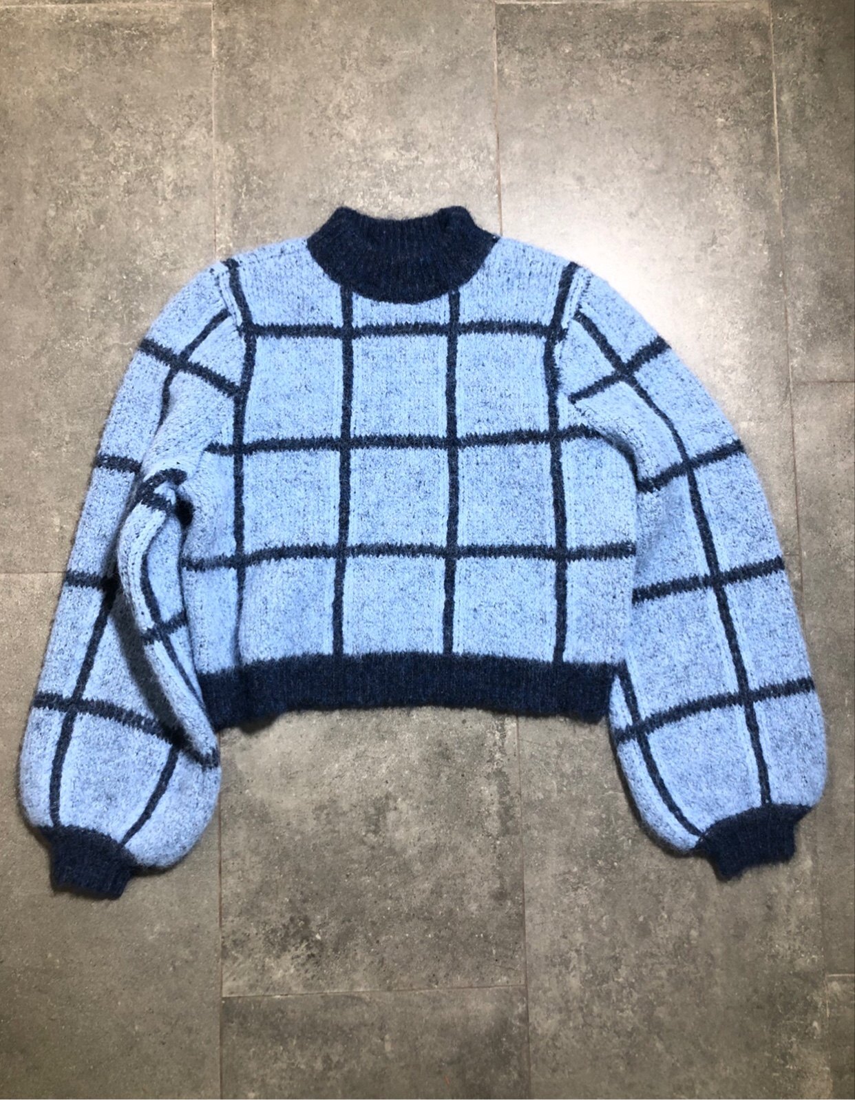 正G*uess新品短款毛衣双面针织超美格子线衣/直接拍付收货退运