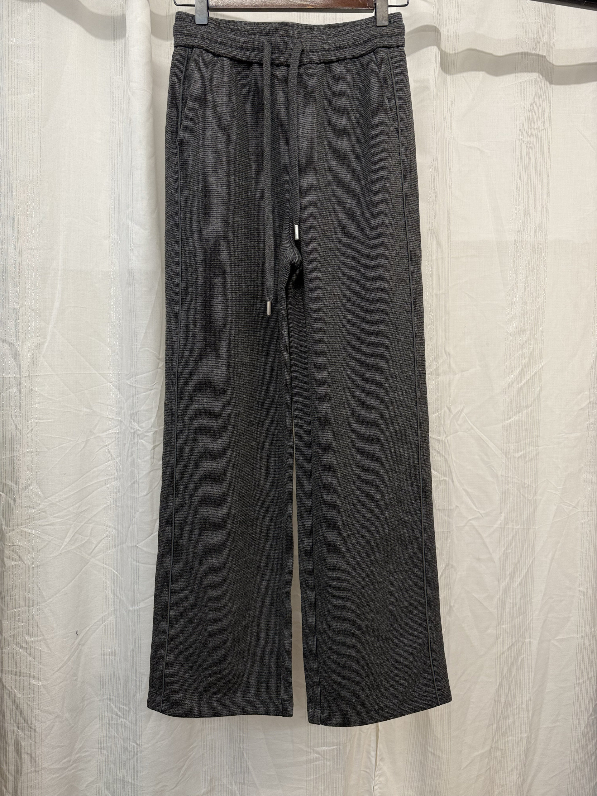 羊毛混小格纹休闲裤/直接拍付收货退运