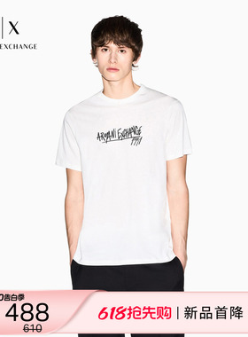 ARMANI EXCHANGE/阿玛尼26春夏新款男士圆领短袖正肩印花纯棉T恤