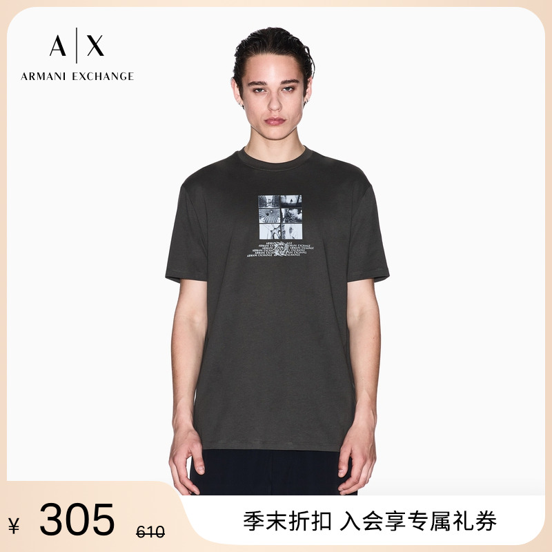 AX/阿玛尼男士全棉圆领正肩T恤