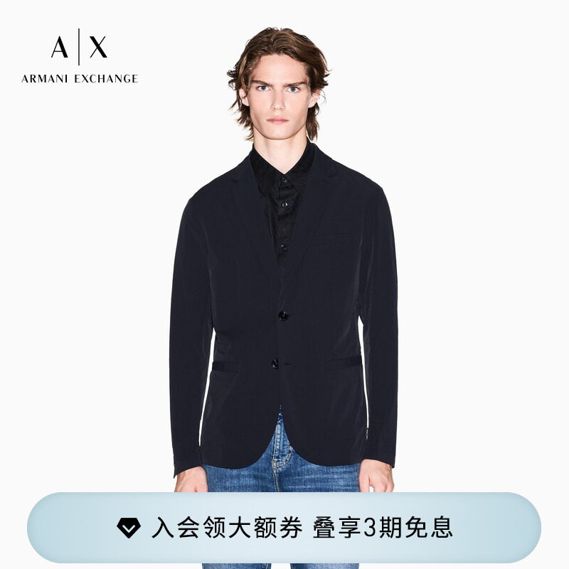 ARMANI EXCHANGE/阿玛尼男士平驳领单排扣商务休闲西装外套官方