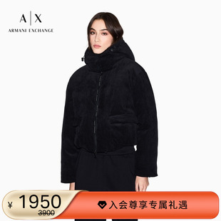 新款 阿玛尼冬季 女士连帽灯芯绒面包夹克棉服外套 EXCHANGE ARMANI