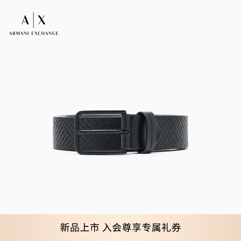 ARMANI EXCHANGE/阿玛尼秋季新款男士牛皮革压花针扣腰带皮带礼物