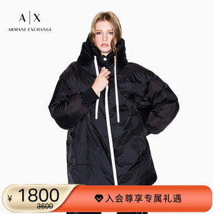 新款 阿玛尼冬季 女士连帽撞色面包夹克棉服外套 EXCHANGE ARMANI