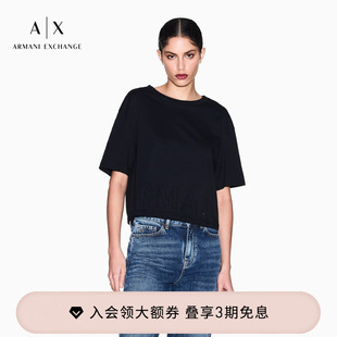 女士圆领短袖 阿玛尼春夏新款 水钻宽松纯棉薄T恤 EXCHANGE ARMANI