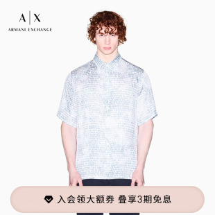 图案商务休闲通勤衬衫 ARMANI 男翻领短袖 阿玛尼春夏新款 EXCHANGE