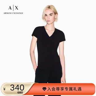 女弹力棉V领短袖 阿玛尼秋冬新款 T恤官方上衣内搭 EXCHANGE ARMANI