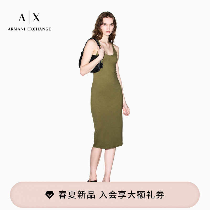 ARMANI EXCHANGE/阿玛尼26年春夏新款女士无袖包臀中长款连衣裙
