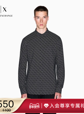 ARMANI EXCHANGE/阿玛尼秋冬新款男士纯棉长袖通体印花衬衫官方