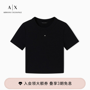 女士圆领短袖 ARMANI EXCHANGE 阿玛尼26年春夏新款 针织T恤 短款