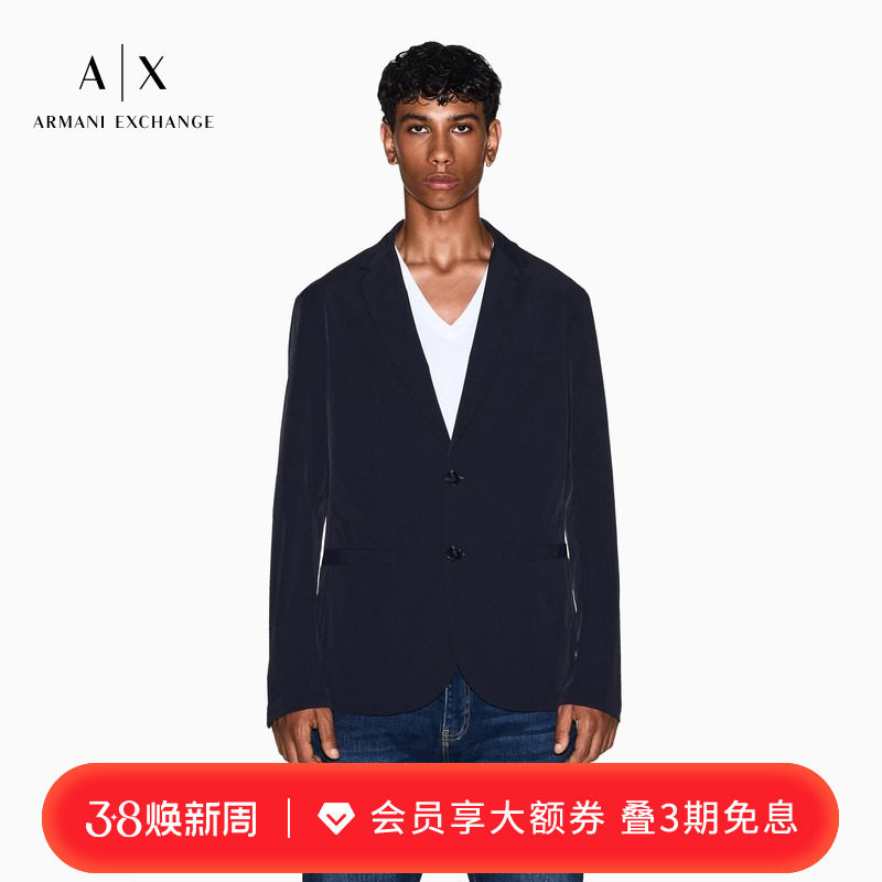 ARMANI EXCHANGE/阿玛尼秋冬男士平驳领单排扣商务休闲西装外套