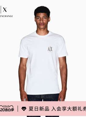 ARMANI EXCHANGE/阿玛尼春夏男士圆领短袖正肩刺绣纯棉打底T恤
