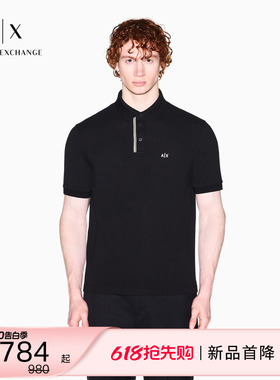ARMANI EXCHANGE/阿玛尼春夏新款男珠地纯棉三粒扣翻领短袖Polo衫