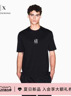 ARMANI EXCHANGE/阿玛尼春夏男士圆领短袖宽松刺绣纯棉轻薄T恤