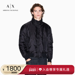 ARMANI EXCHANGE/阿玛尼冬季新款男立领印花廓形飞行夹克棉服外套