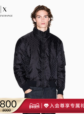 ARMANI EXCHANGE/阿玛尼冬季新款男立领印花廓形飞行夹克棉服外套