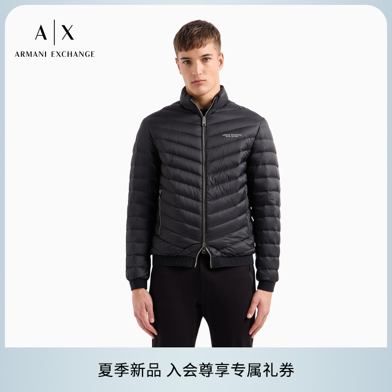 ARMANI EXCHANGE/阿玛尼男士90白鸭绒立领轻薄保暖短款羽绒服官方