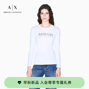 ARMANI EXCHANGE/阿玛尼26年秋季新款女士纯棉圆领长袖修身T恤