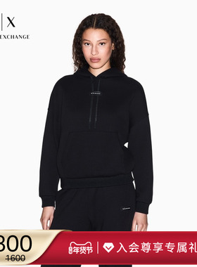 ARMANI EXCHANGE/阿玛尼冬季新款女重磅连帽套头宽松运动上衣卫衣