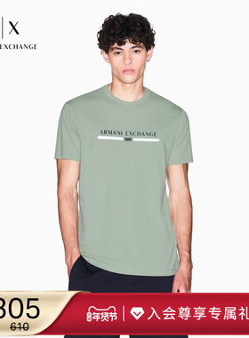 ARMANI EXCHANGE/阿玛尼秋冬新款男士纯棉圆领正肩短袖轻薄T恤