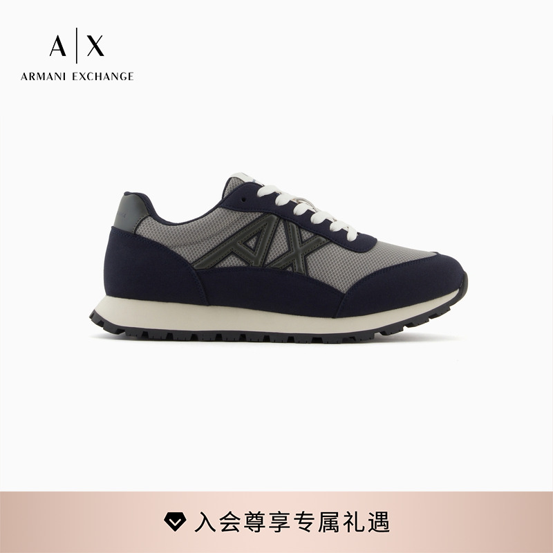 AX/阿玛尼男士字母贴片休闲鞋