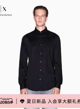 ARMANI EXCHANGE/阿玛尼男士长袖刺绣商务通勤西装衬衫上衣官方