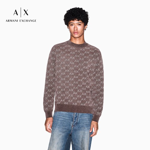 AX/阿玛尼男士圆领提花针织衫