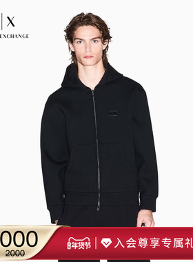 ARMANI EXCHANGE/阿玛尼冬季新款男拉链开衫连帽卫衣运动夹克外套