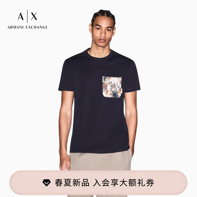 AX/阿玛尼男士圆领短袖正肩T恤