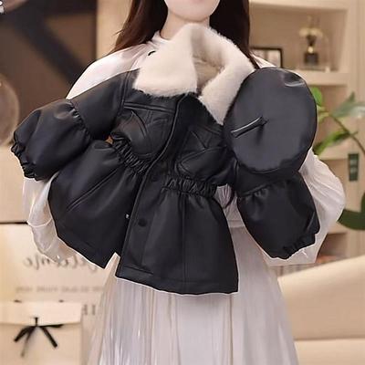 女童加厚加绒皮衣外套冬季2025新款洋气儿童女风衣中长款冬装大衣