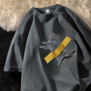 小众休闲男女百搭印花短袖 外贸原单正品 新款 个性 T恤宽松 尾货清仓