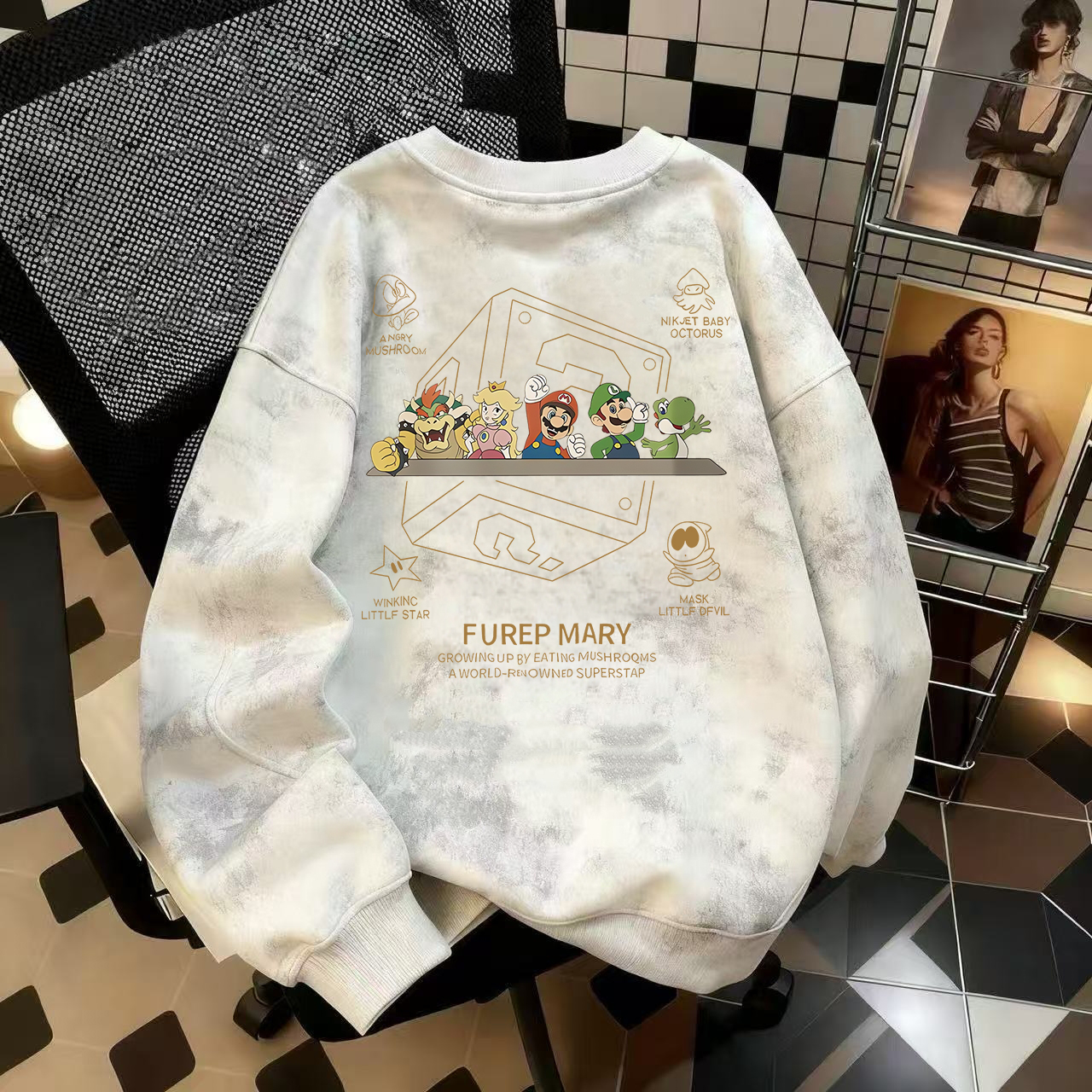 奥特莱斯~品牌外贸专柜捡漏男女小众扎染卫衣秋冬加绒加厚外套ins