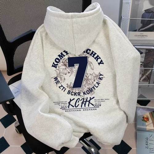 奥特莱斯~品牌外贸专柜捡漏秋冬加绒加厚外套休闲百搭连帽卫衣ins