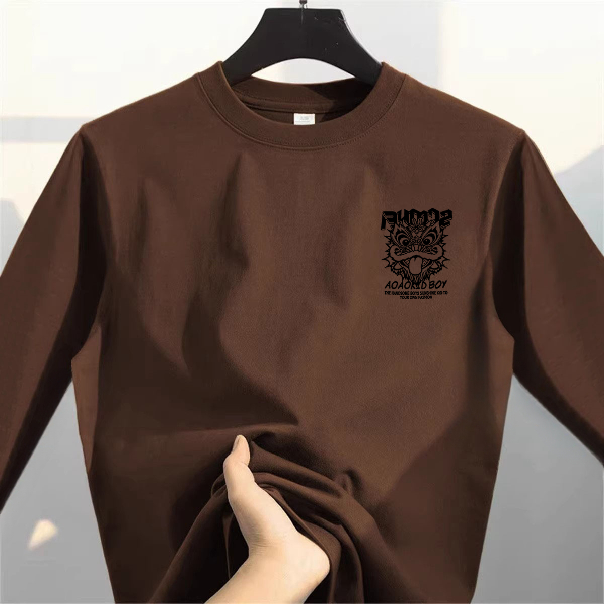 奥特莱斯~品牌外贸专柜捡漏重磅纯棉新款休闲百搭秋季男女长袖T恤