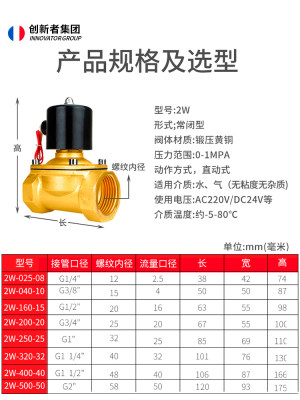 常闭铜线电磁阀AC220V 气阀DC24VDC12V 2分4分6分1寸控制开关水阀