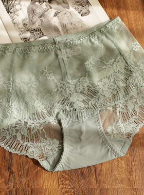 大码高腰蕾丝内裤女性感镂空纯棉裆无痕包臀透气舒适诱惑小平角裤