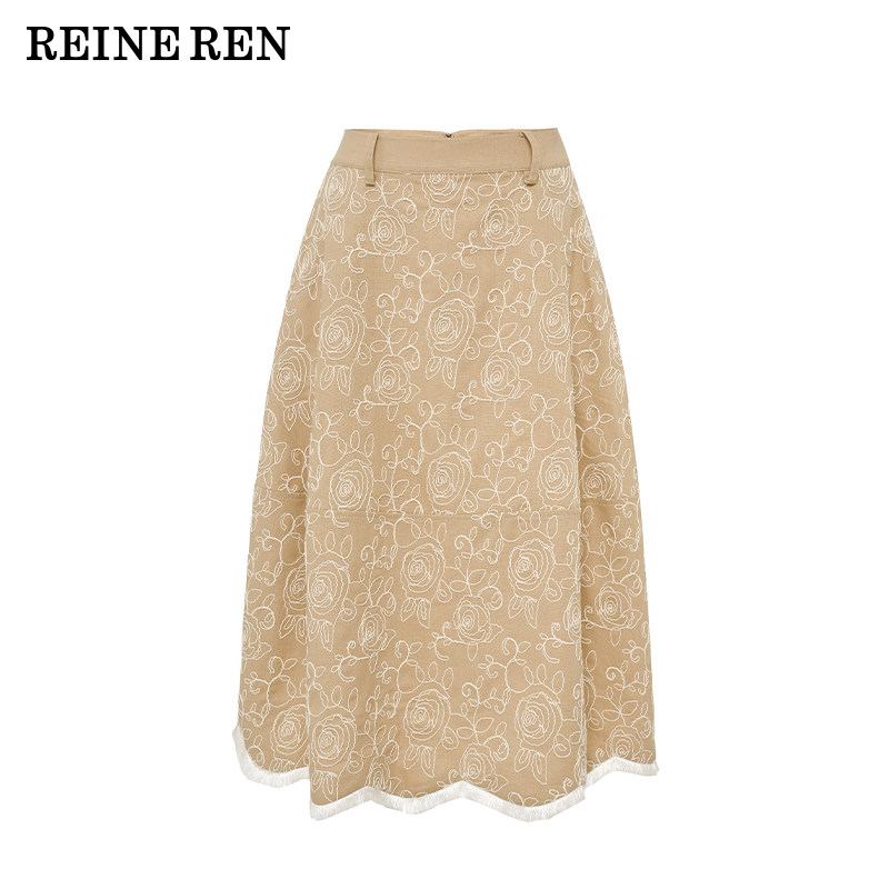 REINEREN任茜设计师款2026春夏新款蜂蜜色气球型半身裙